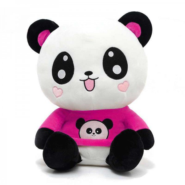 Cute Happy Panda wearing beautiful Dark Pink Baby Panda T-shirt